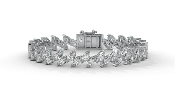 12.50 CTW Marquise Diamond Bracelet in 14K White Gold – Double Row Design