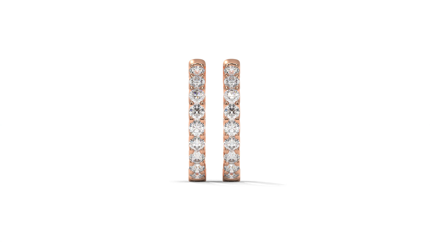 1.56 CTW Round Diamond Hoop Earrings in 14K Rose Gold