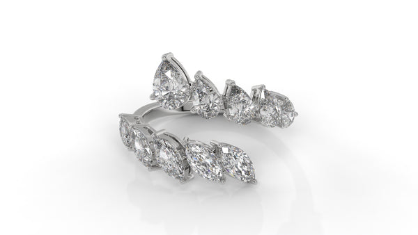 2.46 CTW Pear and Marquise Diamond Ring in 14K White Gold
