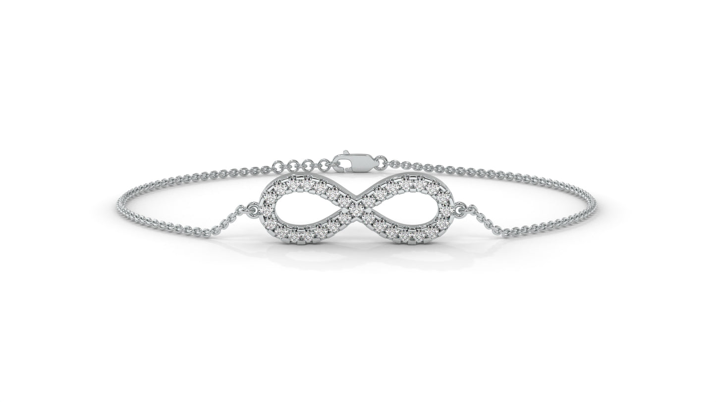 0.38 CTW Round Diamond Infinity Bracelet in 14K White Gold