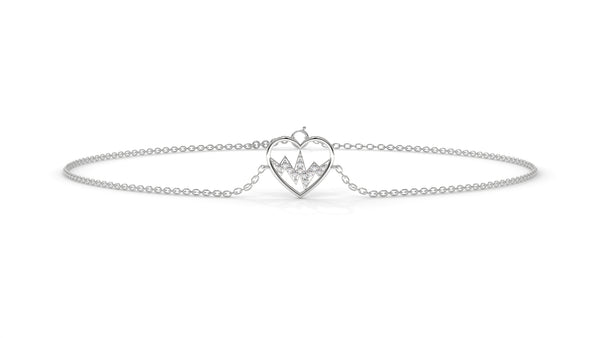 0.11 CTW Diamond Heartbeat Bracelet in 14K White Gold – Heart Outline Design
