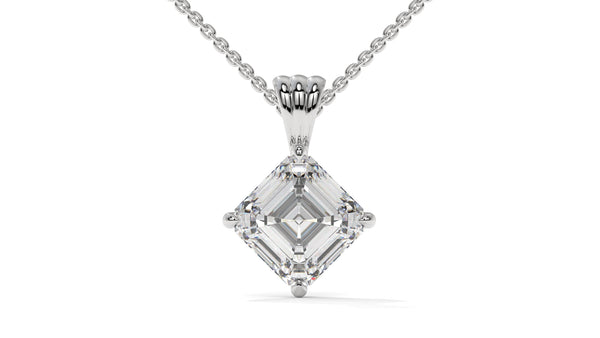 2.00 CTW Asscher-Cut Diamond Solitaire Pendant in 14K White Gold – Secure Claw-Prong Setting