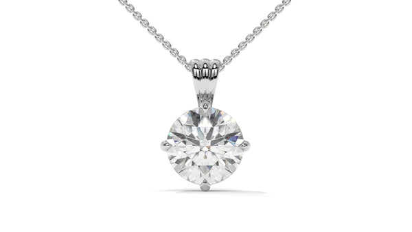 2.50 CTW Round Diamond Four-Prong Solitaire Pendant in 14K White Gold – Secure Claw-Prong Setting