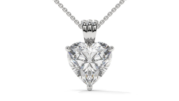3.00 CTW Heart-Shaped Diamond Solitaire Pendant in 14K White Gold – Secure Claw-Prong Setting