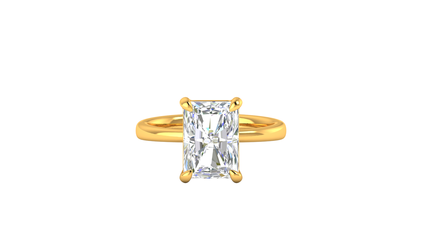4.00 Ctw Radiant Cut Solitaire Engagement Ring Set In 14K Yellow Gold