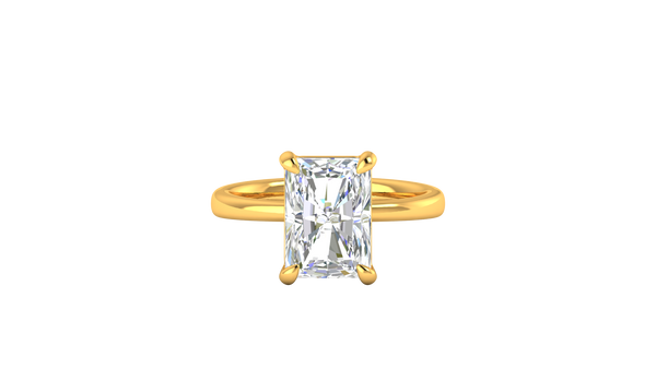 4.00 Ctw Radiant Cut Solitaire Engagement Ring Set In 14K Yellow Gold