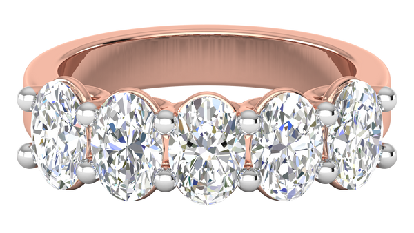 2.50 Ctw Luxurious Oval Cut Five-Stone Wedding Band With U-Shape Prong Setting In 14K Rose Gold