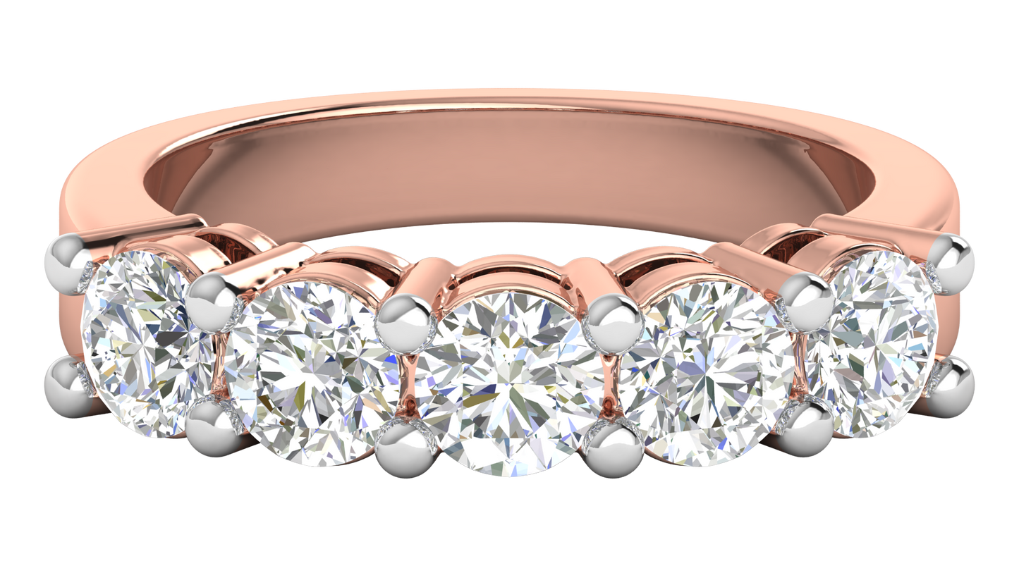 2.00 Ctw Elegant Five-Stone Wedding Band Set In 14K Rose Gold