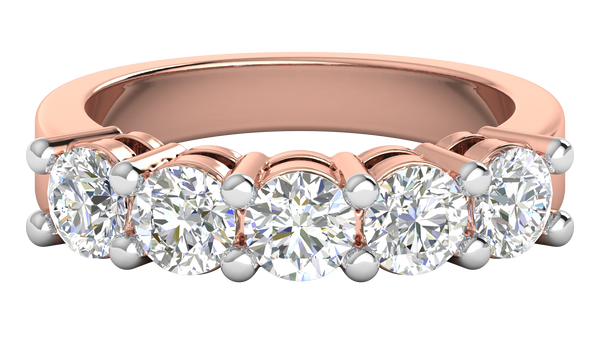 2.00 Ctw Elegant Five-Stone Wedding Band Set In 14K Rose Gold