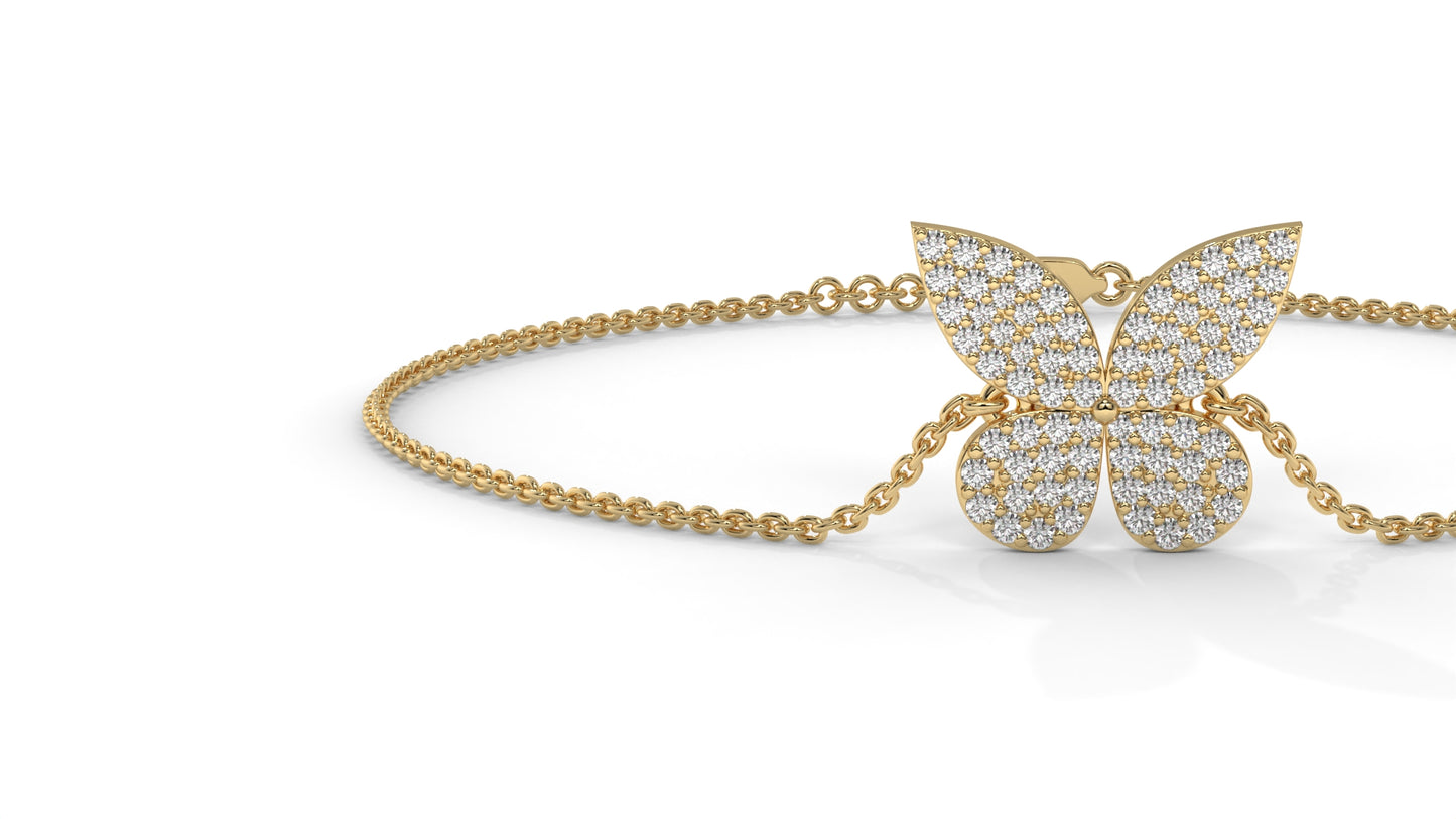 0.43 CTW Diamond Butterfly Bracelet in 14K Yellow Gold – Pavé Butterfly Design