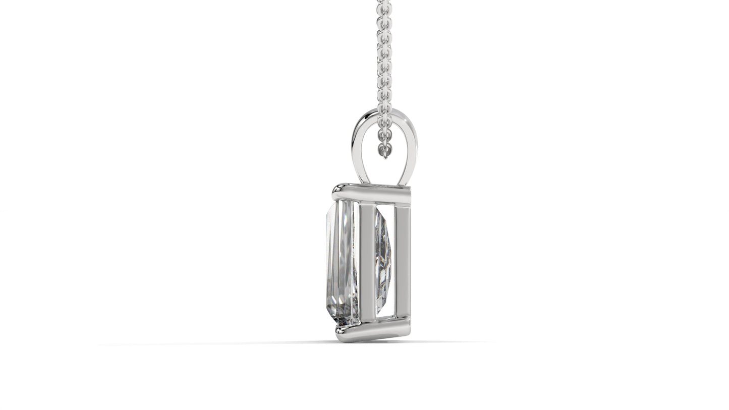 2.00 CTW Tapered Baguette Diamond Solitaire Pendant in 14K White Gold – Secure Claw-Prong Setting