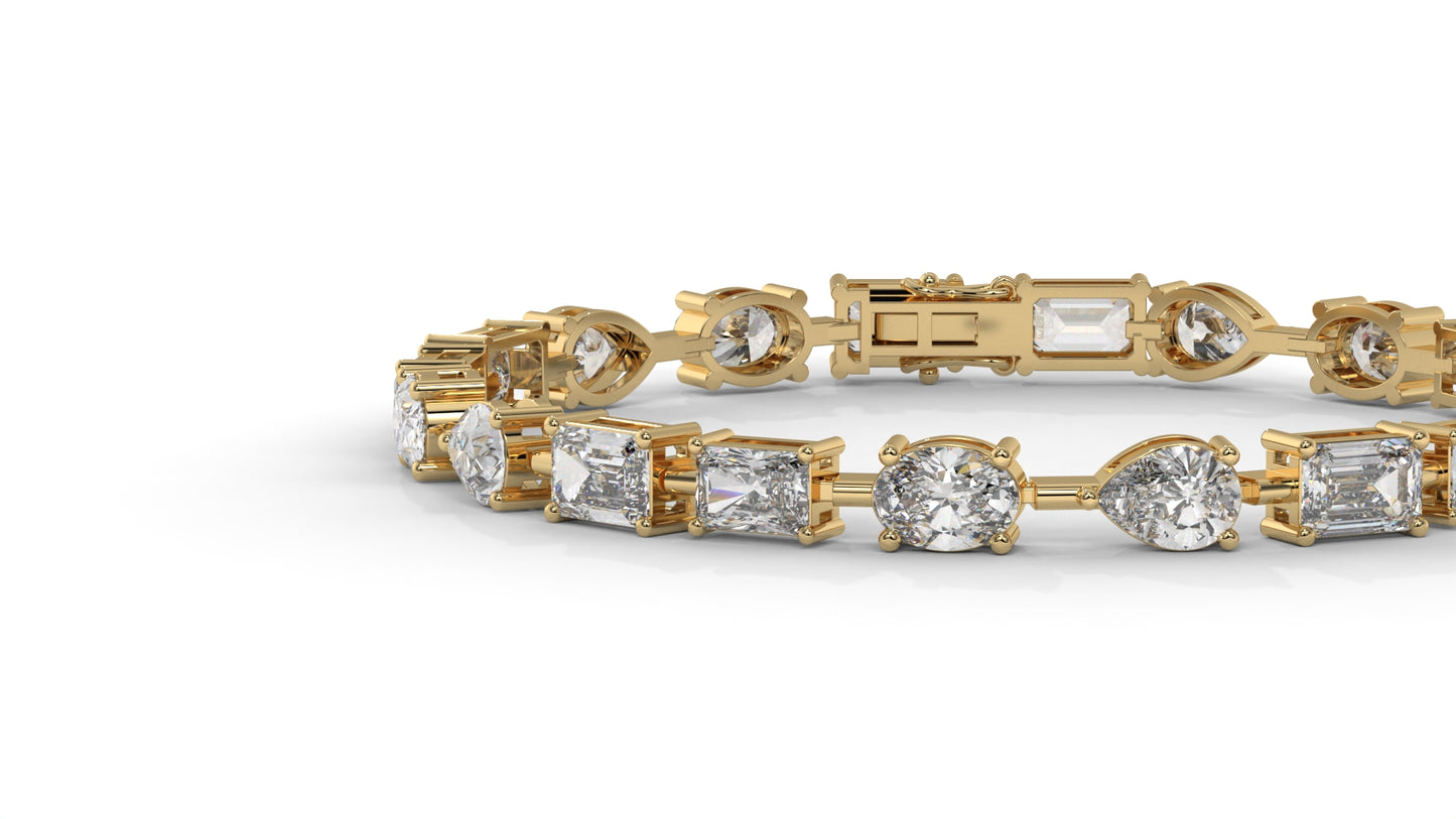 13.75 CTW Diamond Statement Bracelet in 14K Yellow Gold - Modern Luxury Design