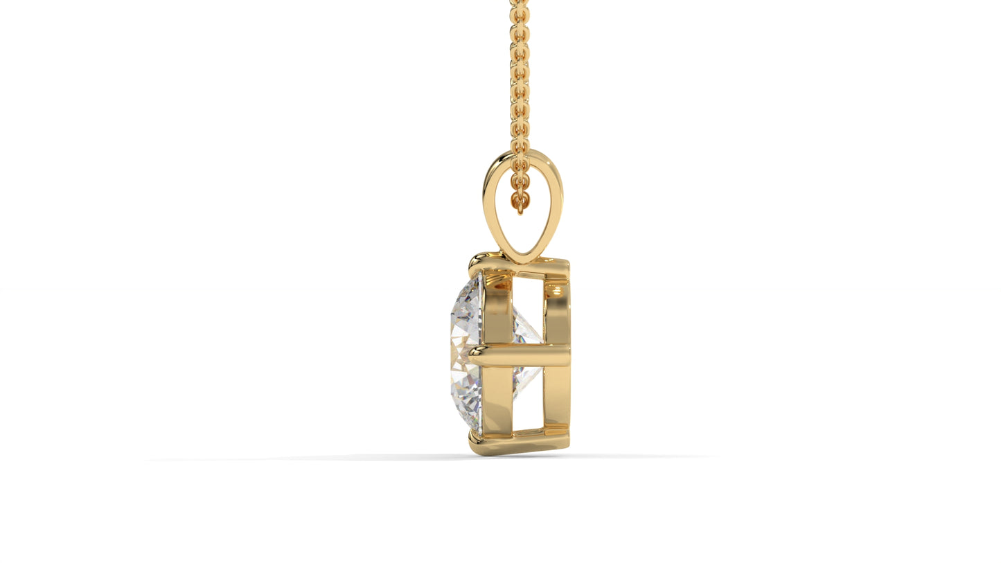 2.00 CTW Round Diamond Four-Prong Solitaire Pendant in 14K Yellow Gold – Secure Claw-Prong Setting