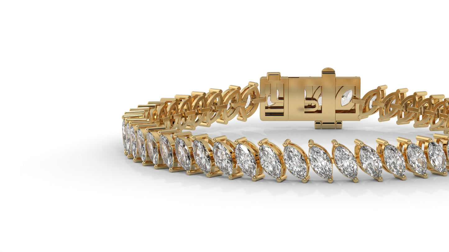 11.50 CTW Marquise Diamond Bracelet in 14K Yellow Gold
