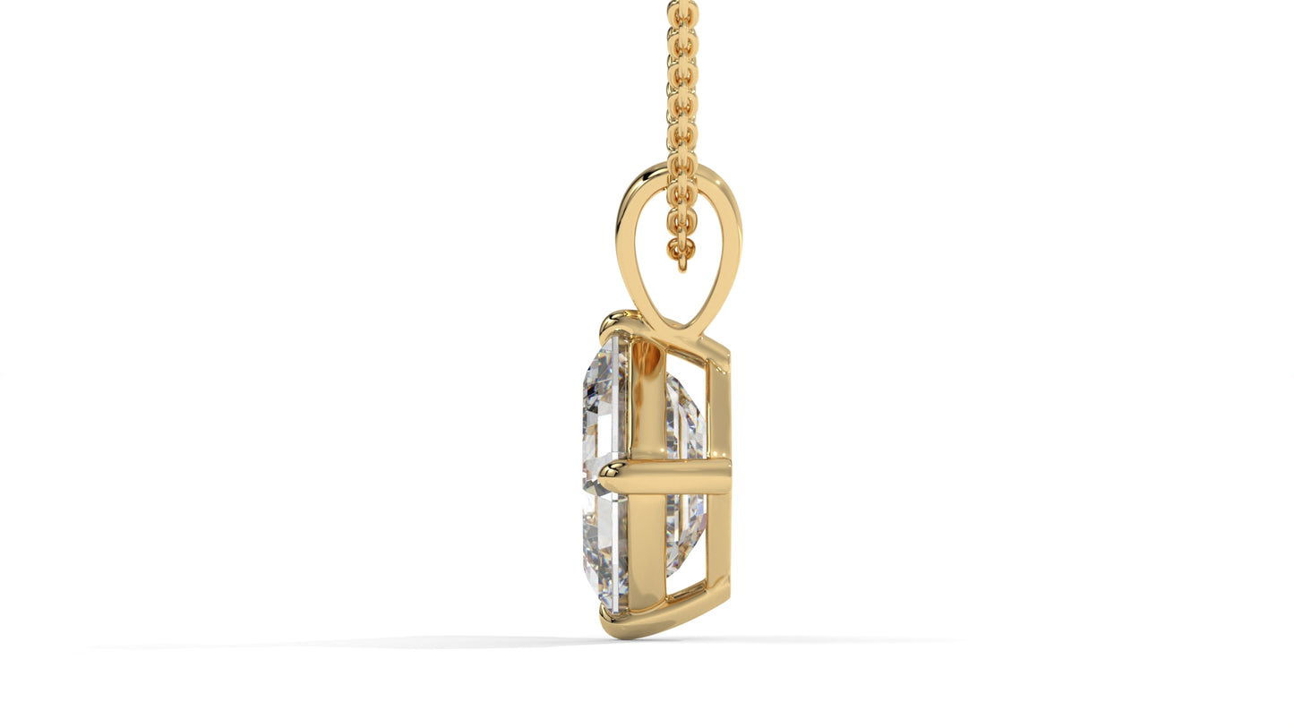 2.00 CTW Asscher-Cut Diamond Solitaire Pendant in 14K Yellow Gold – Secure Claw-Prong Setting