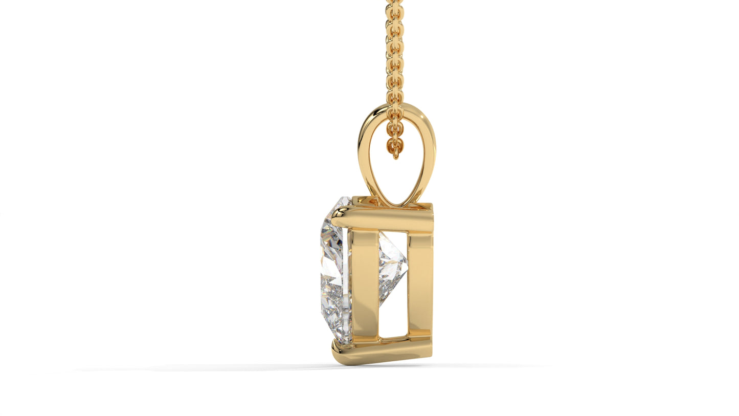 2.00 CTW Heart-Shaped Diamond Solitaire Pendant in 14K Yellow Gold – Secure Claw-Prong Setting