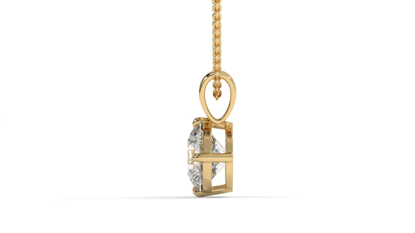 1.00 CTW Round Diamond Four-Prong Solitaire Pendant in 14K Yellow Gold – Secure Claw-Prong Setting