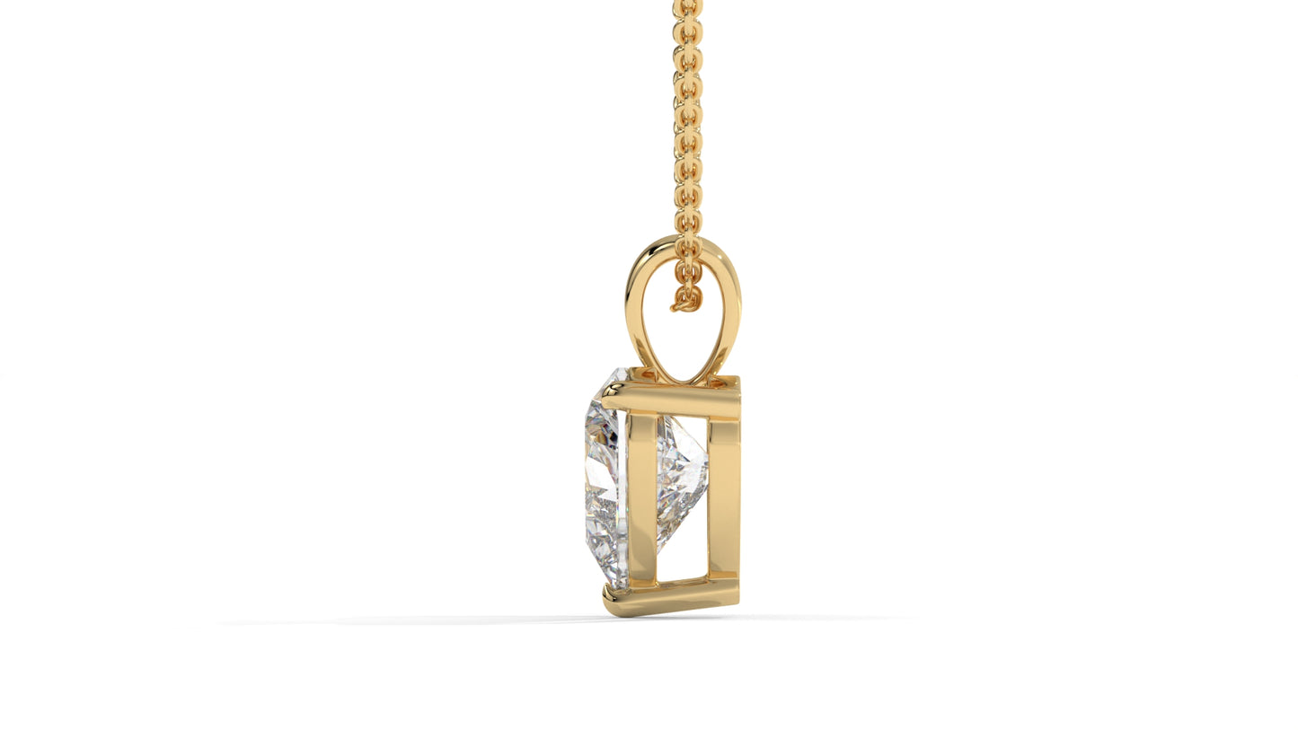 1.50 CTW Heart-Shaped Diamond Solitaire Pendant in 14K Yellow Gold – Secure Claw-Prong Setting