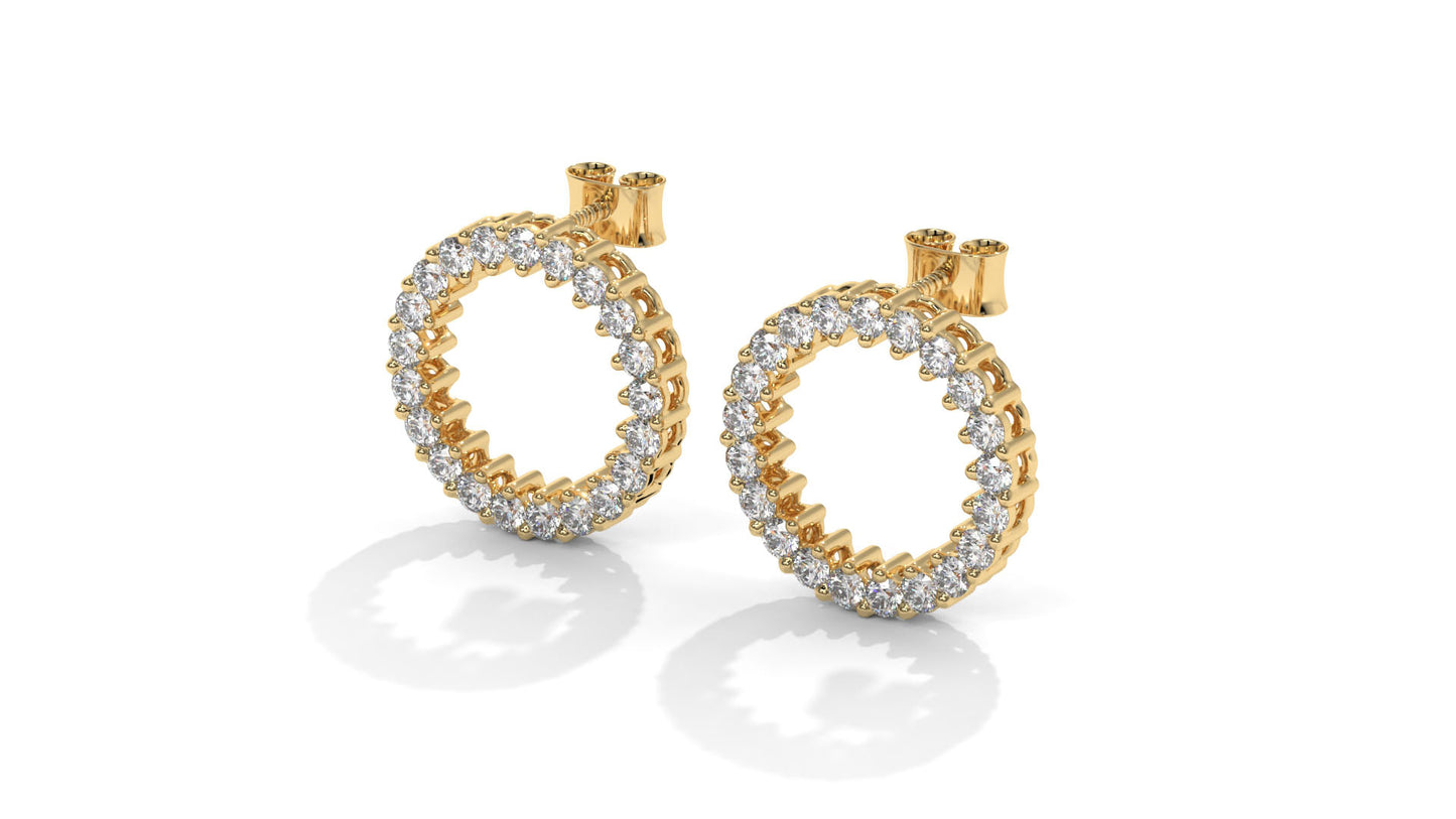 0.42 CTW Round Diamond Circle Hoop Earrings in 14K Yellow Gold