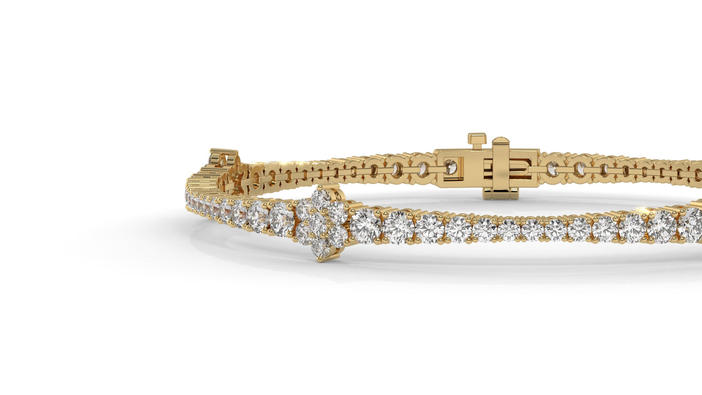 4.95 CTW Diamond Tennis Bracelet in 14K Yellow Gold – Classic Round Cut Design