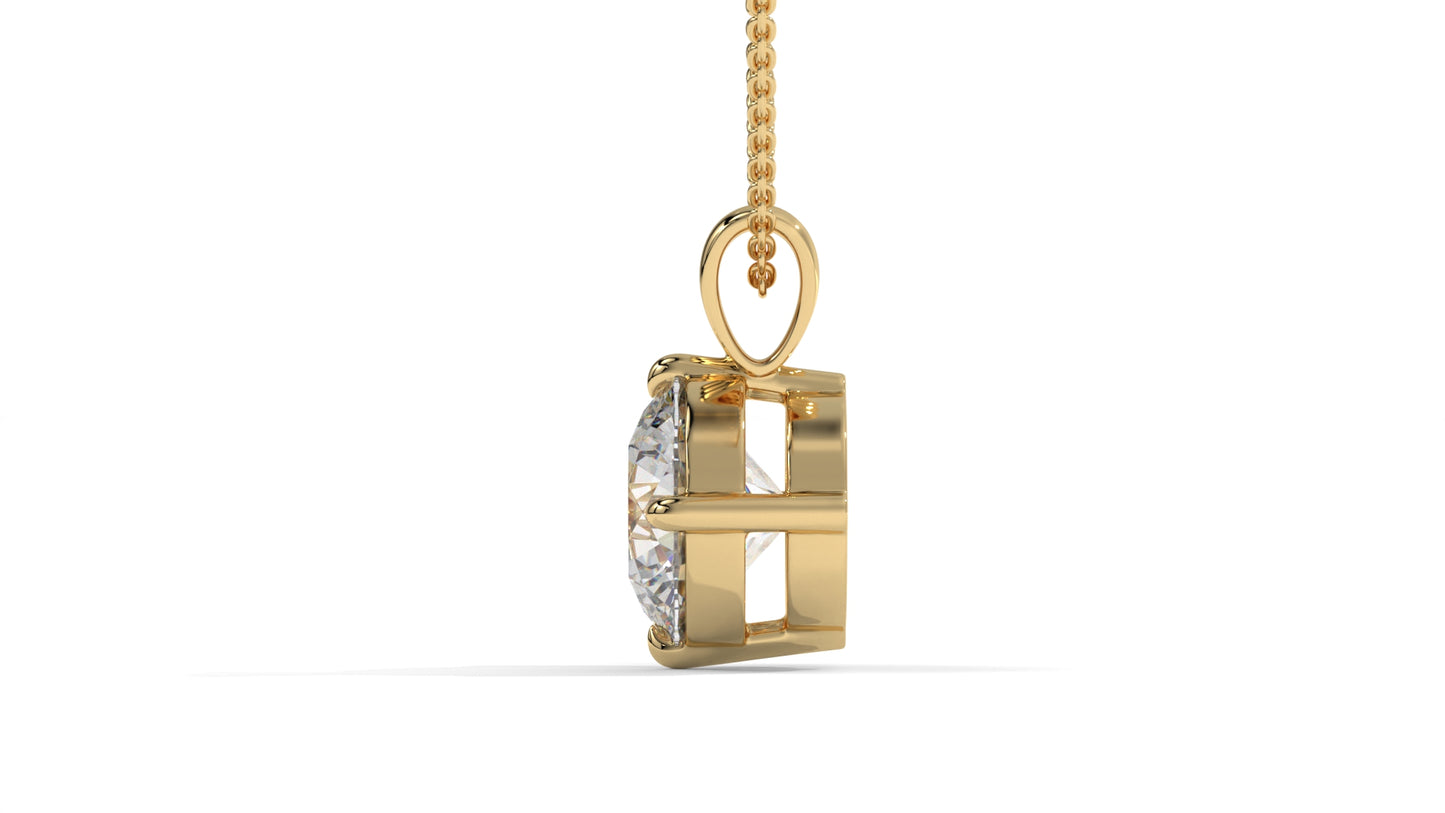 2.50 CTW Round Diamond Four-Prong Solitaire Pendant in 14K Yellow Gold – Secure Claw-Prong Setting