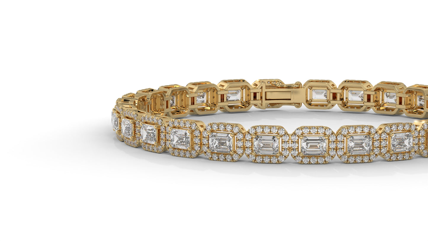 7.00 CTW Diamond Halo Bracelet in 14K Yellow Gold - Luxury Statement Design