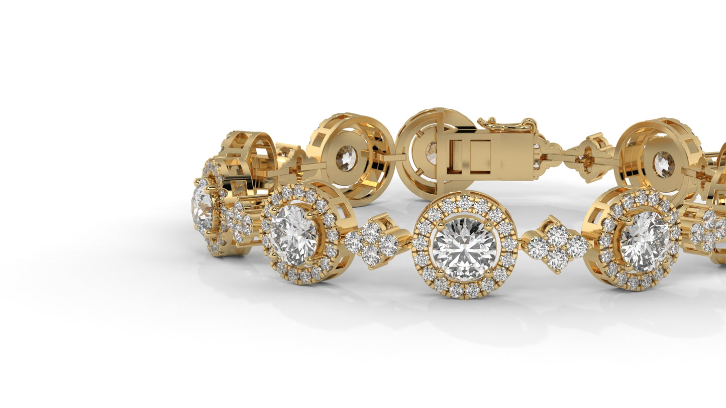 4.18 CTW Diamond Halo Link Bracelet in 14K Yellow Gold