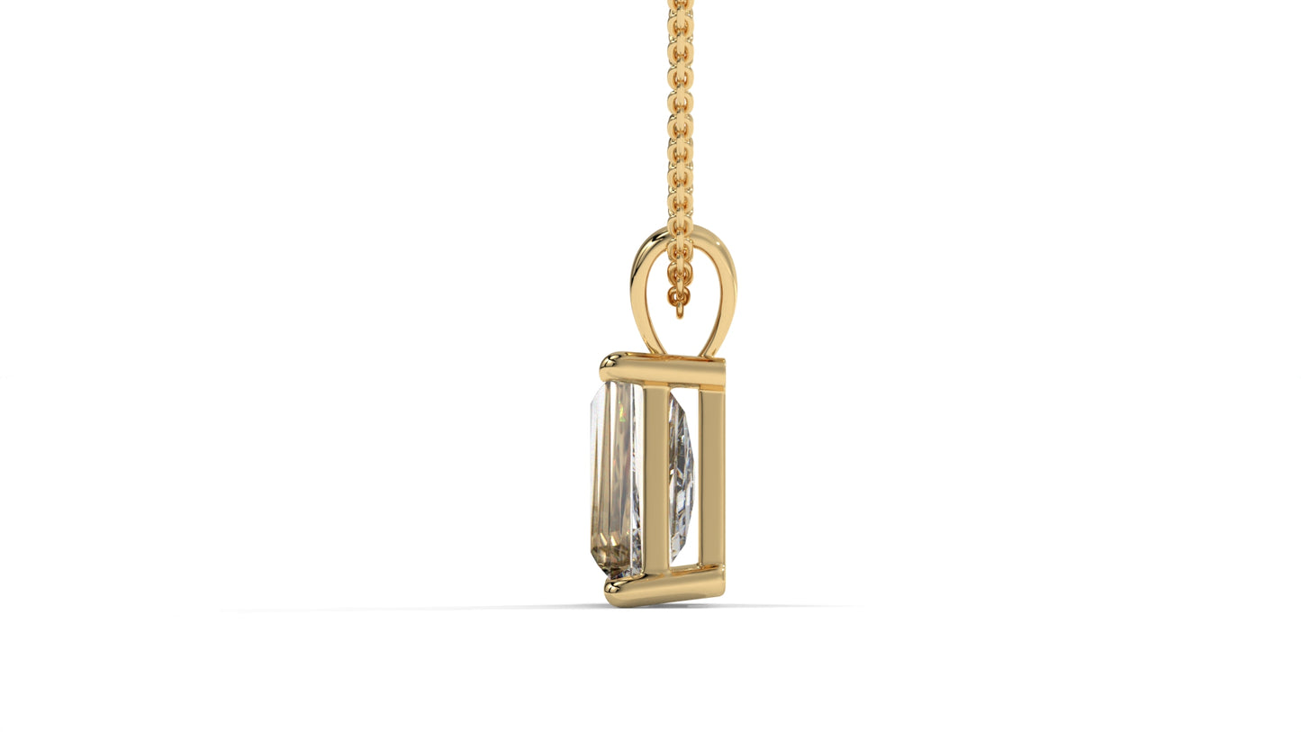 1.50 CTW Tapered Baguette Diamond Solitaire Pendant in 14K Yellow Gold – Secure Claw-Prong Setting