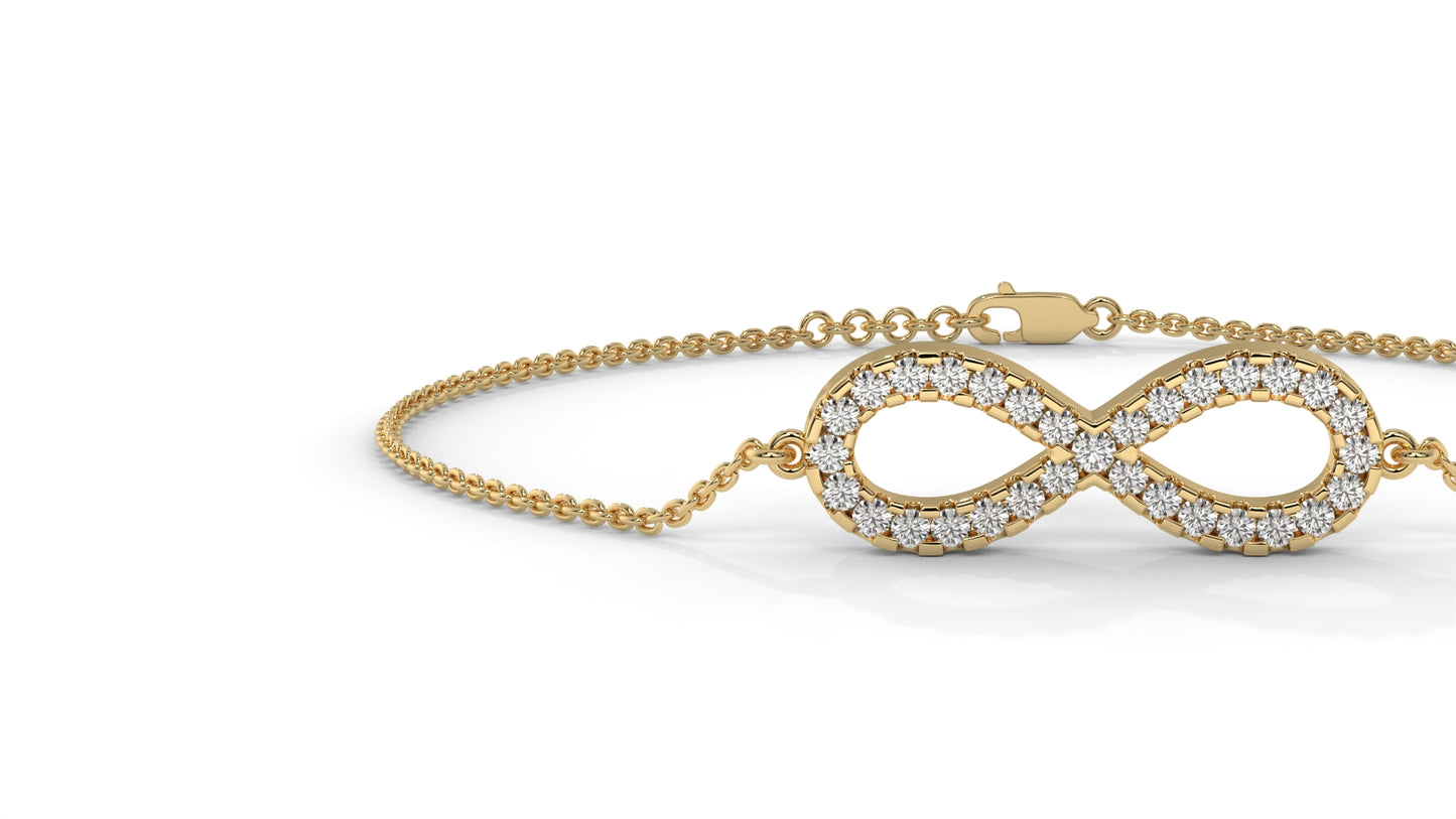 0.38 CTW Round Diamond Infinity Bracelet in 14K Yellow Gold
