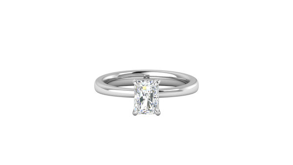 1.00 Ctw Radiant Cut Solitaire Engagement Ring Set In 14K White Gold