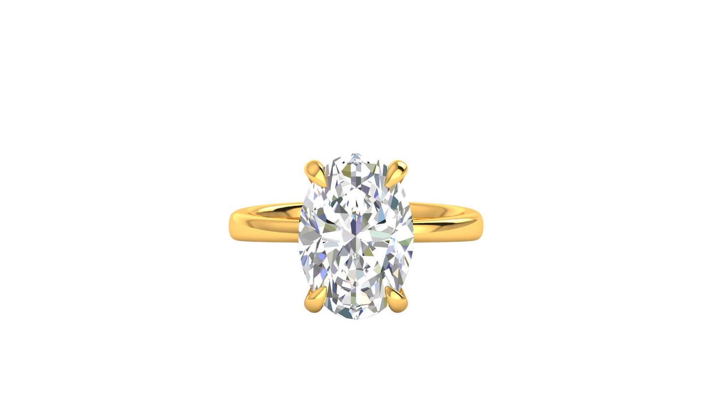 5.00 Ctw Oval Cut Solitaire Engagement Ring Set In 14K Yellow Gold