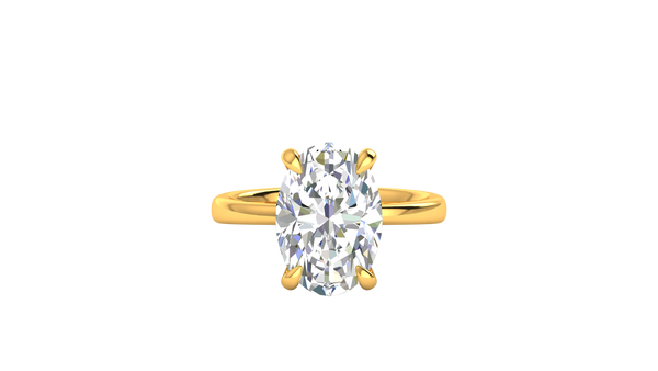 5.00 Ctw Oval Cut Solitaire Engagement Ring Set In 14K Yellow Gold