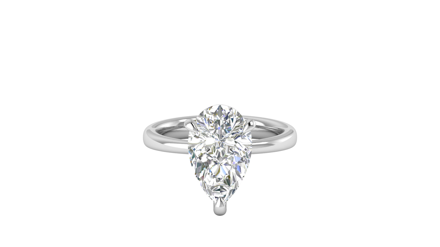 4.00 Ctw Pear Cut Solitaire Engagement Ring Set In 14K White Gold