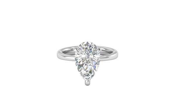 4.00 Ctw Pear Cut Solitaire Engagement Ring Set In 14K White Gold