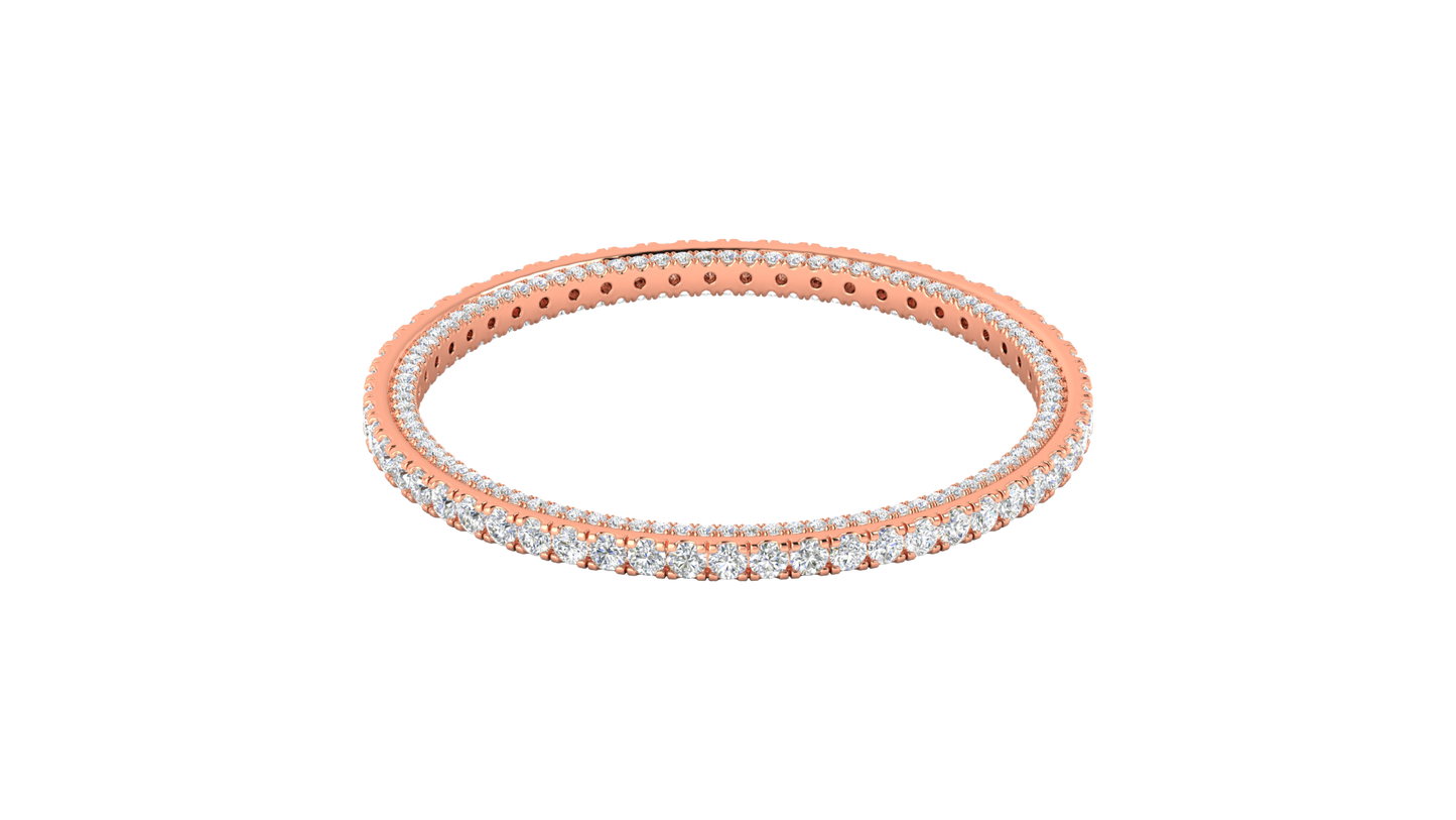 32.40 Ctw Round Cut Diamond Bangle | Double Row Pavé-Set Luxury Diamond Bangle Set In 14K Rose Gold