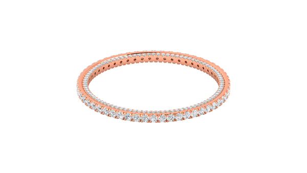 32.40 Ctw Round Cut Diamond Bangle | Double Row Pavé-Set Luxury Diamond Bangle Set In 14K Rose Gold