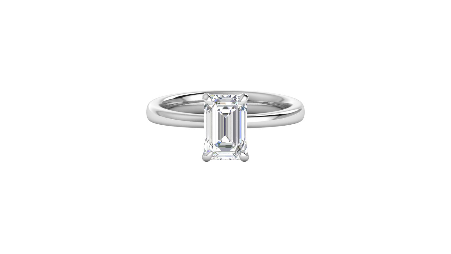 2.00 Ctw Emerald Cut Solitaire Engagement Ring Set In 14k White Gold