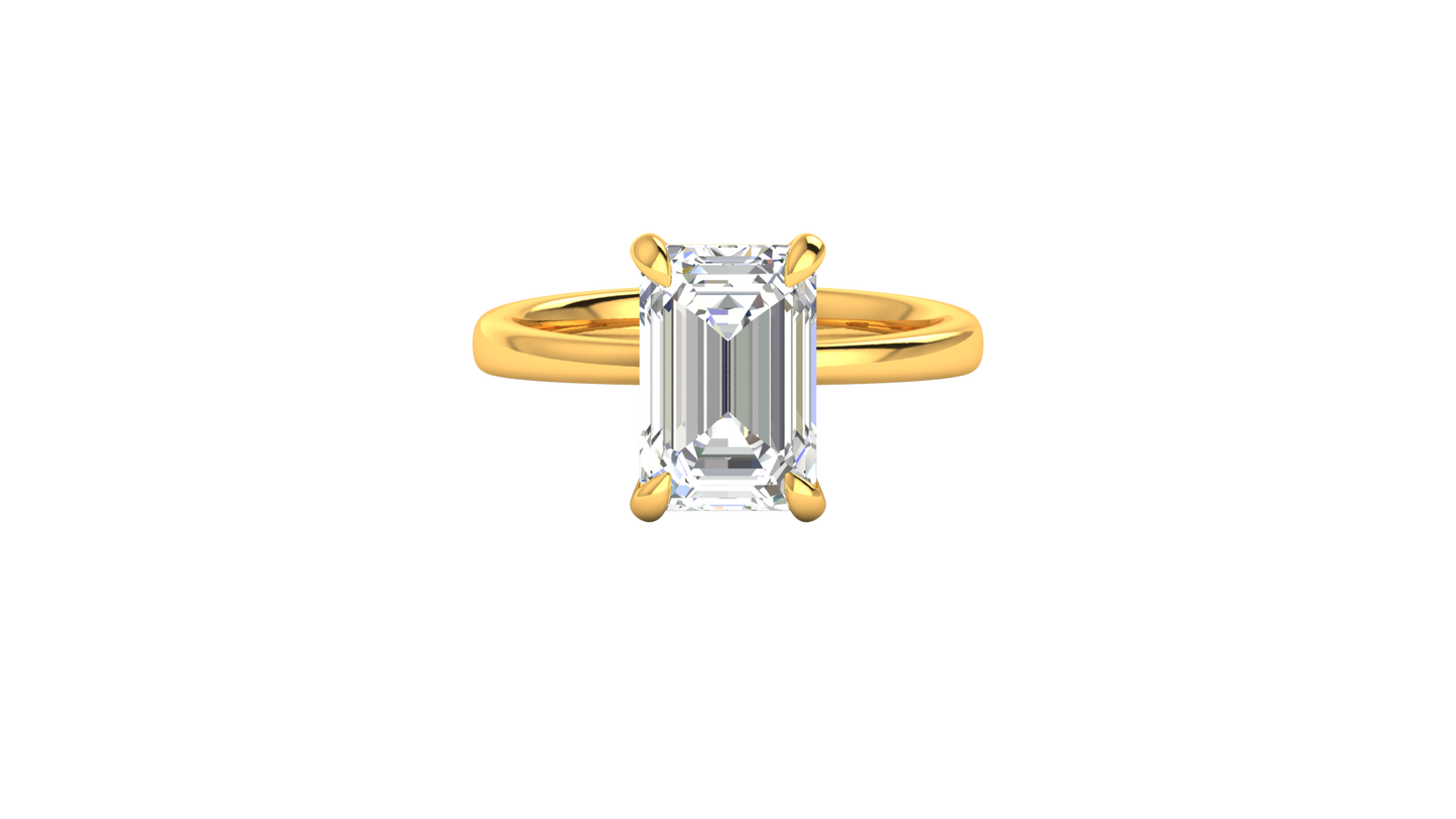 4.00 Ctw Emerald Cut Solitaire Engagement Ring Set In 14K Yellow Gold