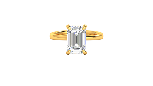 4.00 Ctw Emerald Cut Solitaire Engagement Ring Set In 14K Yellow Gold