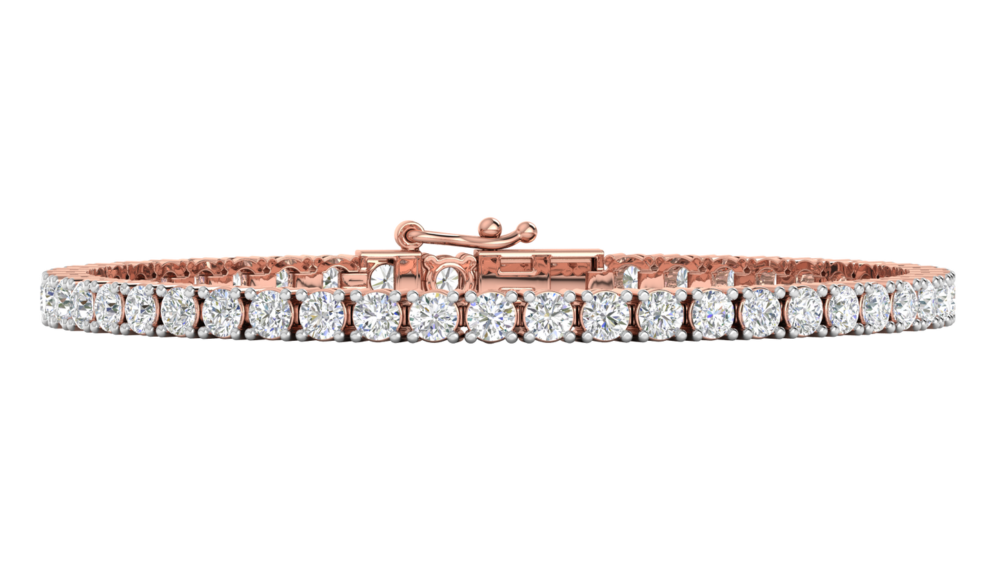 6.48 Ctw Round Brilliant Diamond Tennis Bracelet In 14K Rose Gold