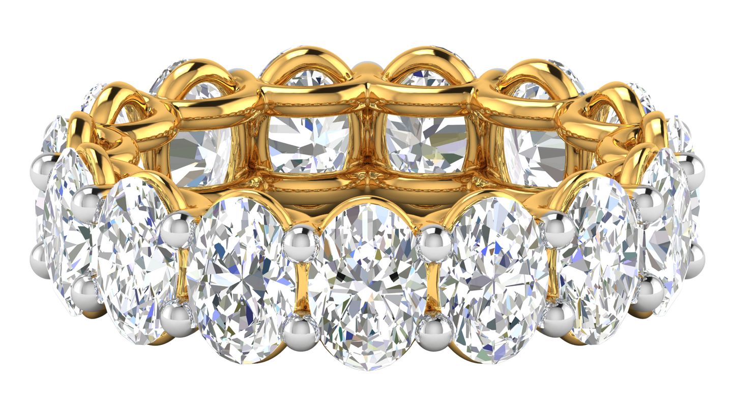 7.50 Ctw Oval Cut Diamond Eternity Band Set In 14K Yellow Gold