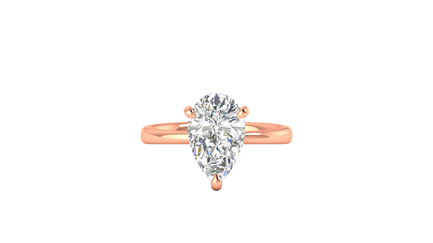 3.00 Ctw Pear Cut Solitaire Engagement Ring Set In 14K Rose Gold
