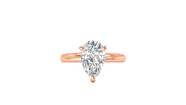 3.00 Ctw Pear Cut Solitaire Engagement Ring Set In 14K Rose Gold