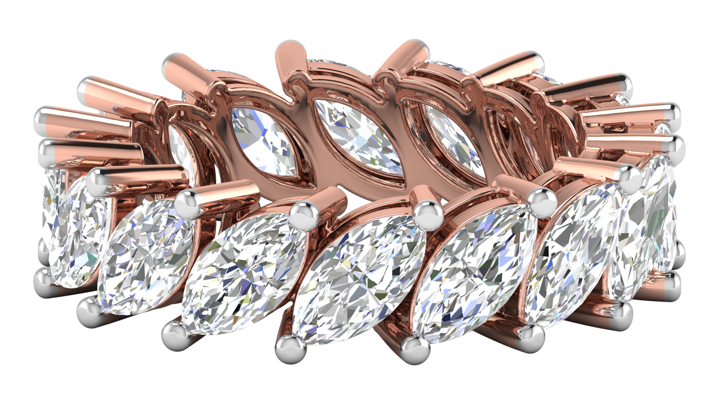 4.80 Ctw Marquise Cut Diamond Eternity Band Set In 14K Rose Gold
