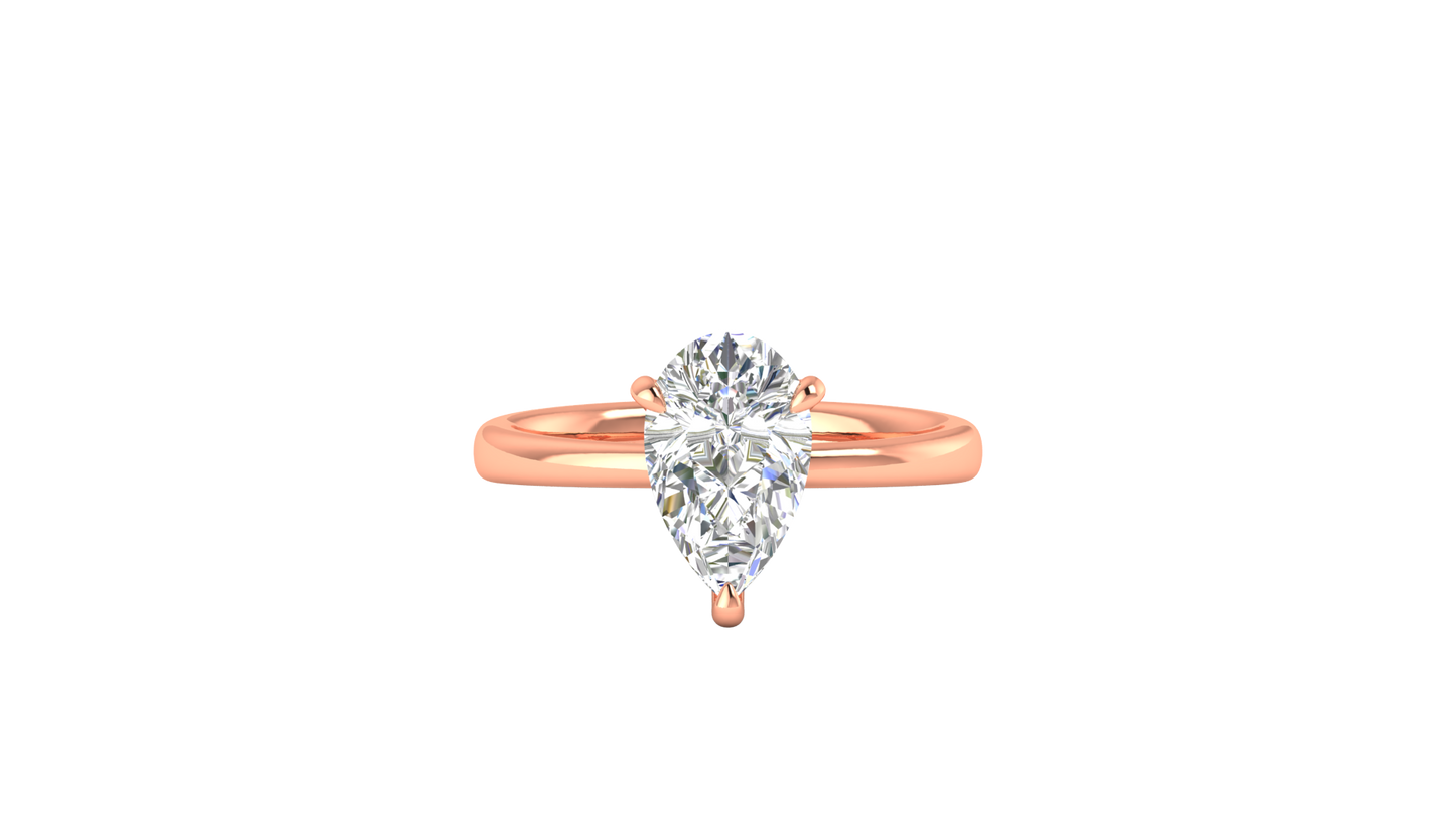 2.00 Ctw Pear Cut Solitaire Engagement Ring Set In 14K Rose Gold