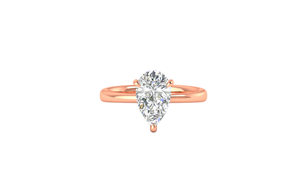 2.00 Ctw Pear Cut Solitaire Engagement Ring Set In 14K Rose Gold