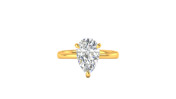 3.00 Ctw Pear Cut Solitaire Engagement Ring Set In 14K Yellow Gold