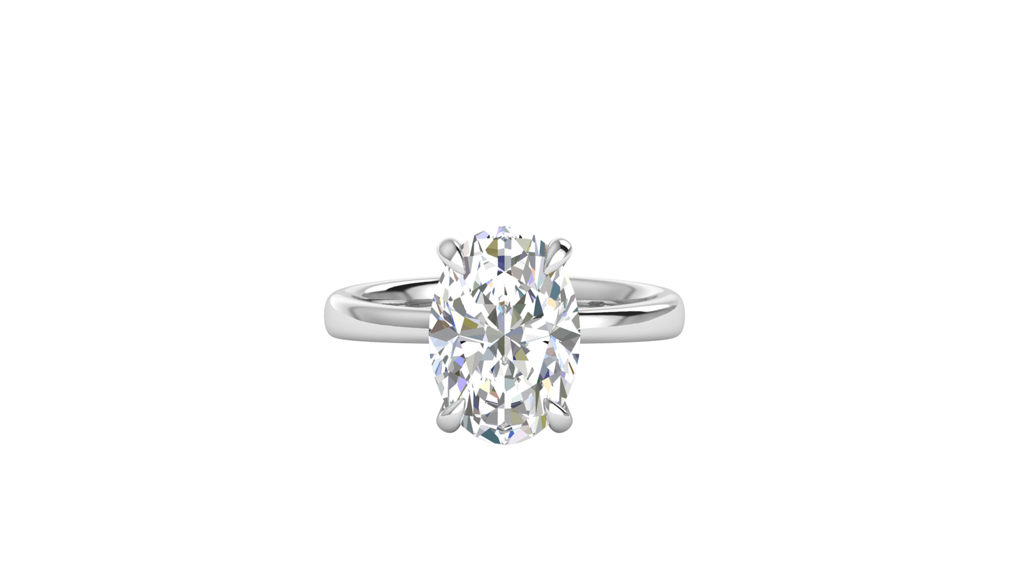 4.00 Ctw Oval Cut Solitaire Engagement Ring Set In 14k White Gold