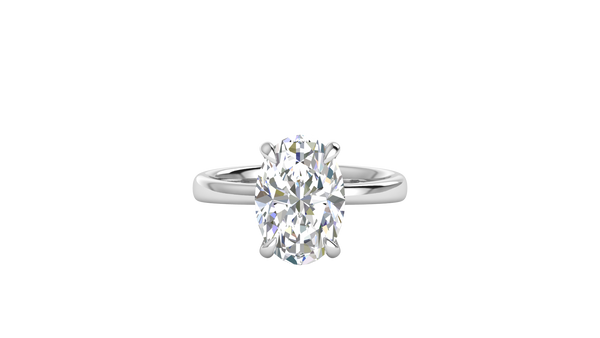 4.00 Ctw Oval Cut Solitaire Engagement Ring Set In 14k White Gold