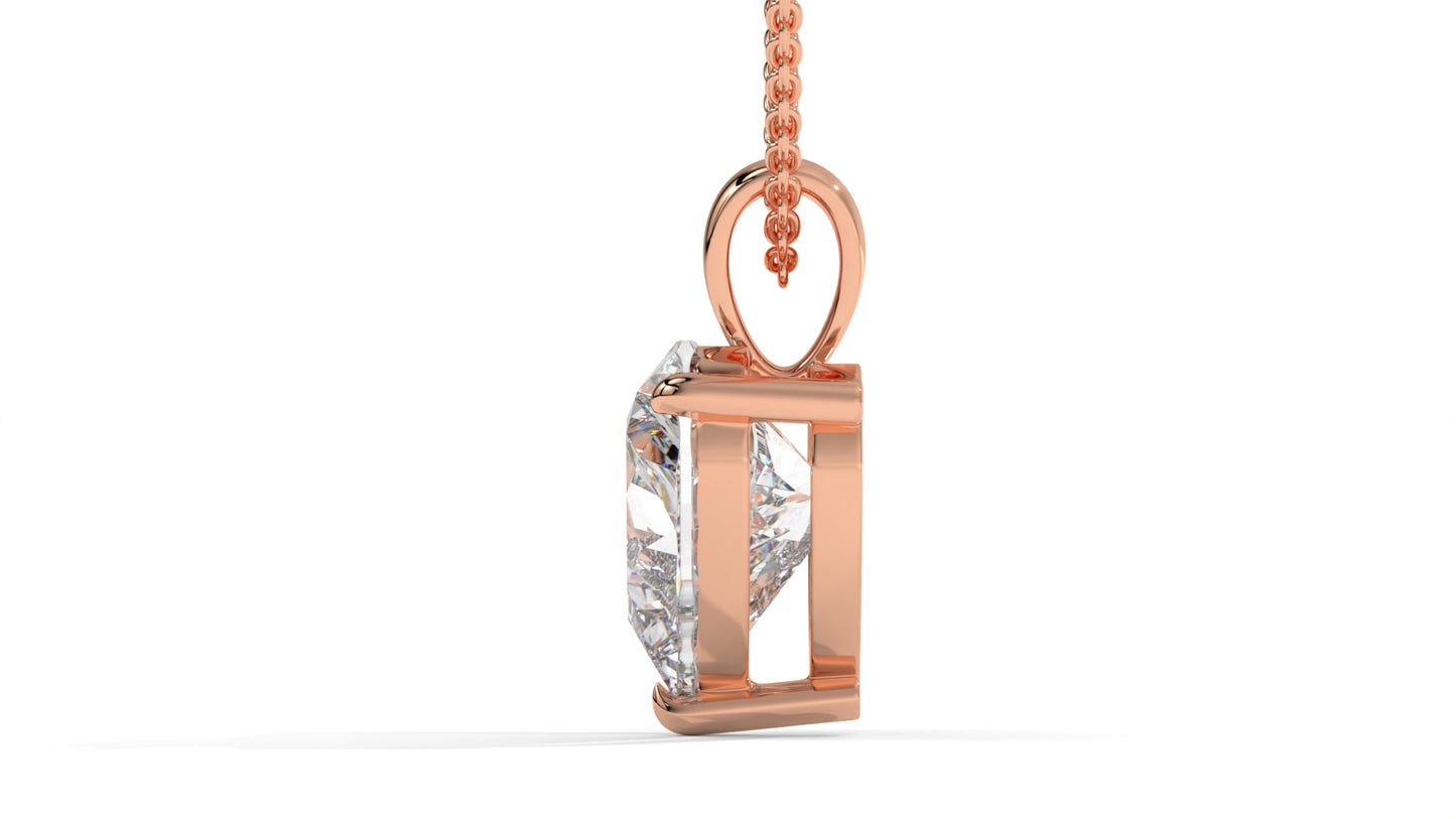 3.00 CTW Heart-Shaped Diamond Solitaire Pendant in 14K Rose Gold – Secure Claw-Prong Setting